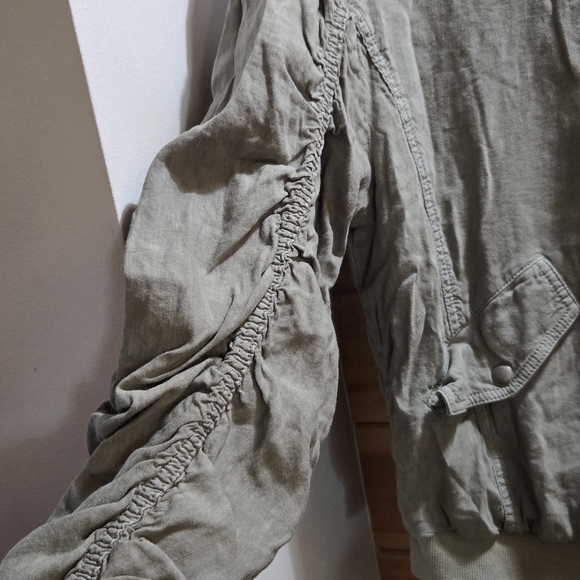 Free People Olive Green Bomber Jacket - Picture 2 of 4